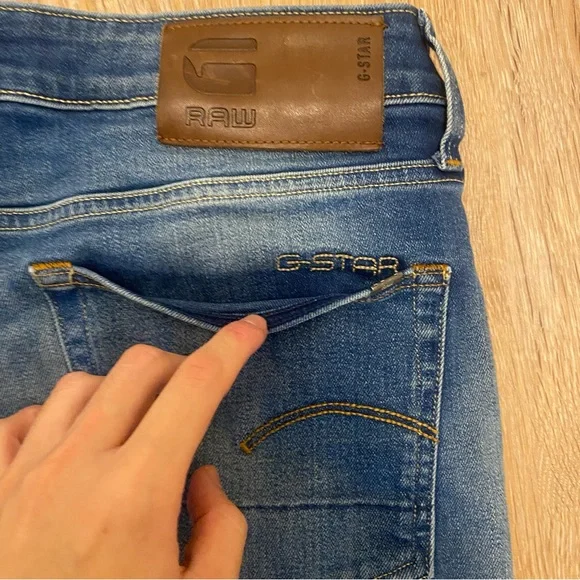 GStar Raw 3301 Slim Denim Jeans 32x32 Button Fly Classic Whiskered - Picture 8 of 9